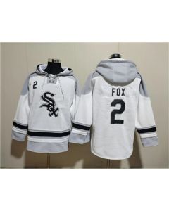 Men's Chicago White Sox #2 Nellie Fox White Ageless Must-Have Lace-Up Pullover Hoodie