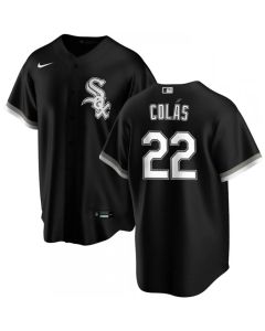 Men's Chicago White Sox #22 Oscar Colas Black Cool Base Stitched Jersey