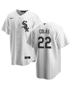 Men's Chicago White Sox #22 Oscar Colas White Cool Base Stitched Jersey