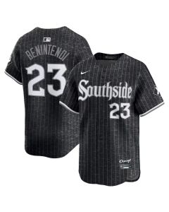 Men's Chicago White Sox #23 Andrew Benintendi Black MLB Limited City Connect Jersey (Black White)