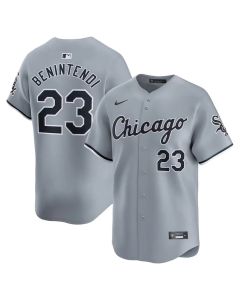 Men's Chicago White Sox #23 Andrew Benintendi Gray Road Limited Player Jersey (White Gray)