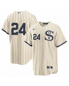 Men's Chicago White Sox #24 Yasmani Grandal 2021 Cream/Navy Field of Dreams Cool Base Stitched Jersey