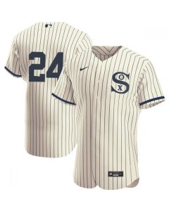 Men's Chicago White Sox #24 Yasmani Grandal 2021 Cream/Navy Field of Dreams Flex Base Stitched Jersey