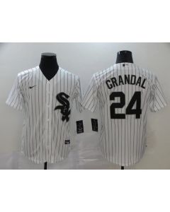 Men's Chicago White Sox #24 Yasmani Grandal White Cool Base Stitched MLB Jersey