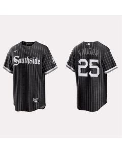 Men's Chicago White Sox #25 Andrew Clayton Vaughn Black 2021 City Connect Cool Base Stitched Jersey