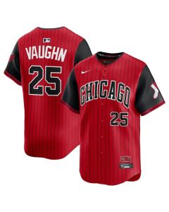 Men's Chicago White Sox #25 Andrew Vaughn Red/Black 2025 City Connect Limited Player Jersey