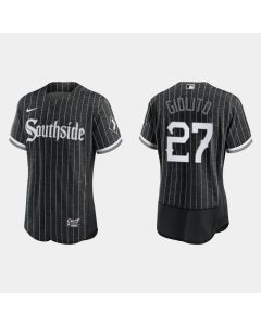 Men's Chicago White Sox #27 Lucas Giolito Black 2021 City Connect Flex Base Stitched Jersey