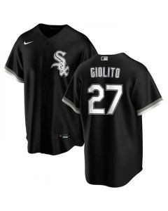 Men's Chicago White Sox #27 Lucas Giolito Black Cool Base Stitched Jersey