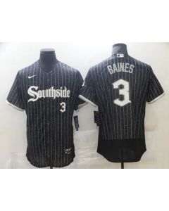 Men's Chicago White Sox #3 Harold Baines 2021 Black City Connect Flex Base Stitched Jersey