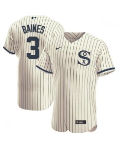 Men's Chicago White Sox #3 Harold Baines 2021 Cream/Navy Field of Dreams Name&Number Flex Base Stitched Jersey