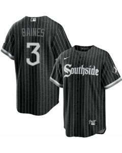 Men's Chicago White Sox #3 Harold Baines Black 2021 City Connect Cool Base Stitched Jersey