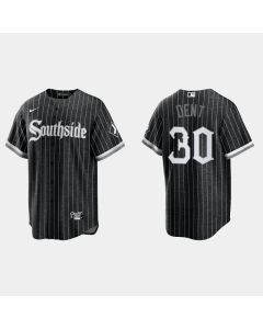 Men's Chicago White Sox #30 Bucky Dent Black 2021 City Connect Cool Base Stitched Jersey