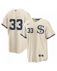 Men's Chicago White Sox #33 Lance Lynn 2021 Cream/Navy Field of Dreams Cool Base Stitched Jersey