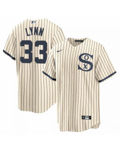 Men's Chicago White Sox #33 Lance Lynn 2021 Cream/Navy Name&Number Field of Dreams Cool Base Stitched Jersey
