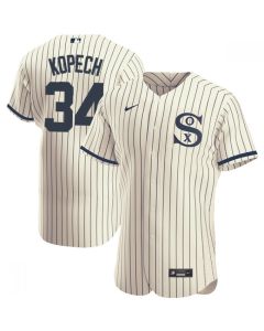Men's Chicago White Sox #34 Michael Kopech 2021 Cream/Navy Field of Dreams Name&Number Flex Base Stitched Jersey