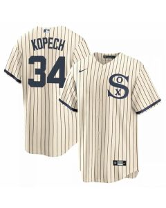 Men's Chicago White Sox #34 Michael Kopech 2021 Cream/Navy Name&Number Field of Dreams Cool Base Stitched Jersey