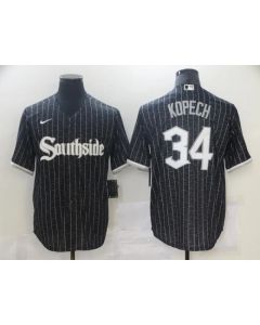 Men's Chicago White Sox #34 Michael Kopech Black 2021 City Connect Cool Base Stitched Jersey
