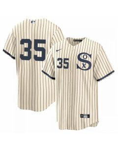 Men's Chicago White Sox #35 Frank Thomas 2021 Cream/Navy Field of Dreams Cool Base Stitched Jersey