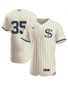 Men's Chicago White Sox #35 Frank Thomas 2021 Cream/Navy Field of Dreams Flex Base Stitched Jersey
