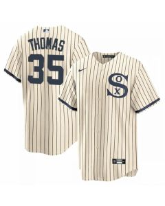 Men's Chicago White Sox #35 Frank Thomas 2021 Cream/Navy Name&Number Field of Dreams Cool Base Stitched Jersey