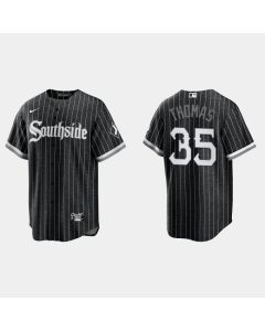 Men's Chicago White Sox #35 Frank Thomas Black 2021 City Connect Cool Base Stitched Jersey