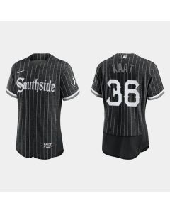 Men's Chicago White Sox #36 Jim Kaat Black 2021 City Connect Flex Base Stitched Jersey