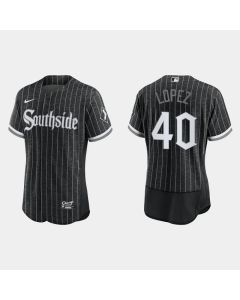 Men's Chicago White Sox #40 Reynaldo Lopez 2021 City Connect Flex Base Stitched Jersey