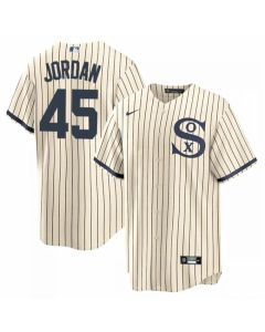 Men's Chicago White Sox #45 Michael Jordan 2021 Cream/Navy Name&Number Field of Dreams Cool Base Stitched Jersey