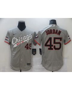 Men's Chicago White Sox #45 Michael Jordan Grey Flex Base Stitched Jersey (White Grey)