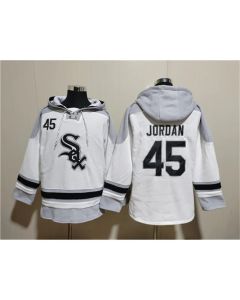 Men's Chicago White Sox #45 Michael Jordan White Ageless Must-Have Lace-Up Pullover Hoodie