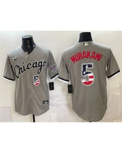 Men's Chicago White Sox #5 Munetaka Murakami Grey 2026 USA 250 Fourth of July Baseball Jersey (White Grey)