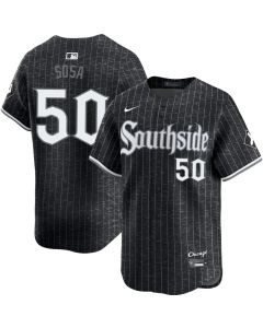 Men's Chicago White Sox #50 Lenyn Sosa Black Home Official Player Jersey (Black White)