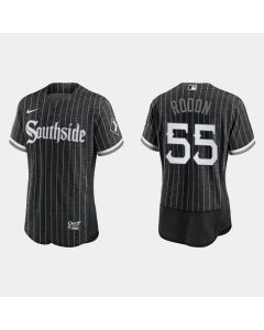 Men's Chicago White Sox #55 Carlos Rodon Black 2021 City Connect Flex Base Stitched Jersey