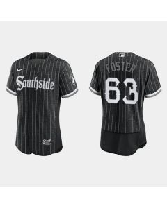 Men's Chicago White Sox #63 Matt Foster Black 2021 City Connect Flex Base Stitched Jersey