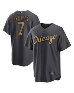 Men's Chicago White Sox #7 Tim Anderson 2022 All-Star Charcoal Cool Base Stitched Baseball Jersey (White Charcoal)