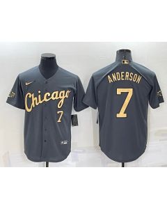 Men's Chicago White Sox #7 Tim Anderson 2022 All-Star Charcoal Cool Base Stitched Baseball Jersey