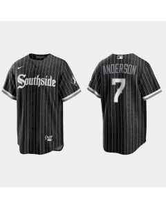 Men's Chicago White Sox #7 Tim Anderson Black 2021 City Connect Cool Base Stitched Jersey