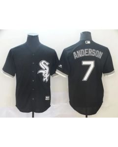 Men's Chicago White Sox #7 Tim Anderson Black Cool Base Stitched MLB Jersey (Black White)