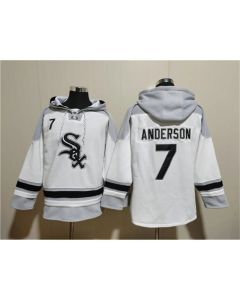 Men's Chicago White Sox #7 Tim Anderson White Ageless Must-Have Lace-Up Pullover Hoodie
