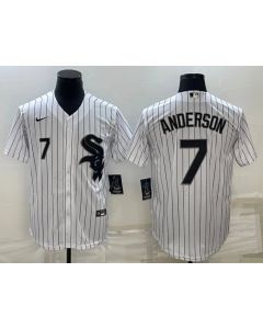 Men's Chicago White Sox #7 Tim Anderson White Cool Base Stitched Jersey