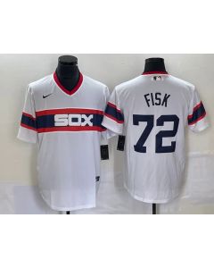 Men's Chicago White Sox #72 Carlton Fisk White Cool Base Stitched Jersey