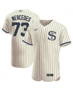 Men's Chicago White Sox #73 Yermin Mercedes 2021 Cream/Navy Field of Dreams Name&Number Flex Base Stitched Jersey