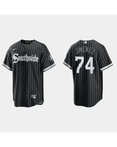 Men's Chicago White Sox #74 Eloy Jimenez Black 2021 City Connect Cool Base Stitched Jersey
