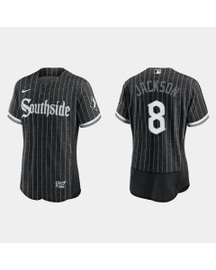 Men's Chicago White Sox #8 Bo Jackson Black 2021 City Connect Flex Base Stitched Jersey