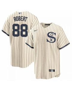 Men's Chicago White Sox #88 Luis Robert 2021 Cream/Navy Name&Number Field of Dreams Cool Base Stitched Jersey