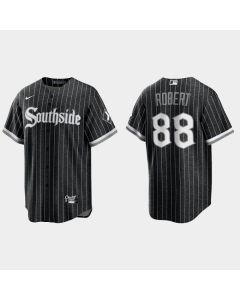 Men's Chicago White Sox #88 Luis Robert Black 2021 City Connect Cool Base Stitched Jersey