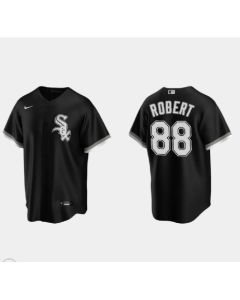 Men's Chicago White Sox #88 Luis Robert Black Cool Base Stitched Jersey