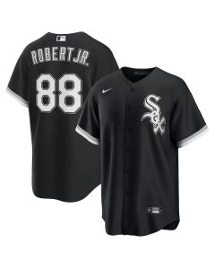 Men's Chicago White Sox #88 Luis Robert Jr. Black Alternate Replica Player Jersey (Black White)