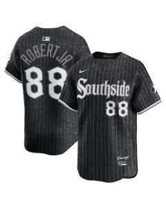 Men's Chicago White Sox #88 Luis Robert Jr. Black City Connect Limited Player Jersey (Black White)