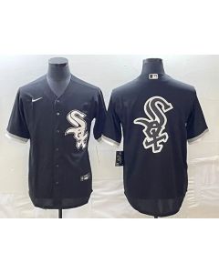 Men's Chicago White Sox Black Team Big Logo Cool Base Stitched Jersey